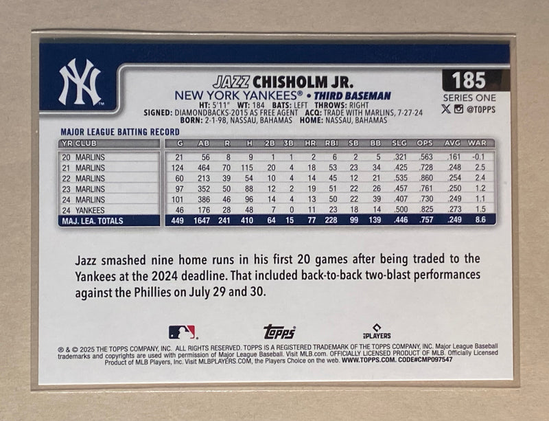 2025 Topps 185 Jazz Chisholm Jr - Baseball - Series 1