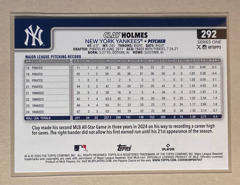2025 Topps 292 Clay Holmes - Baseball - Series 1
