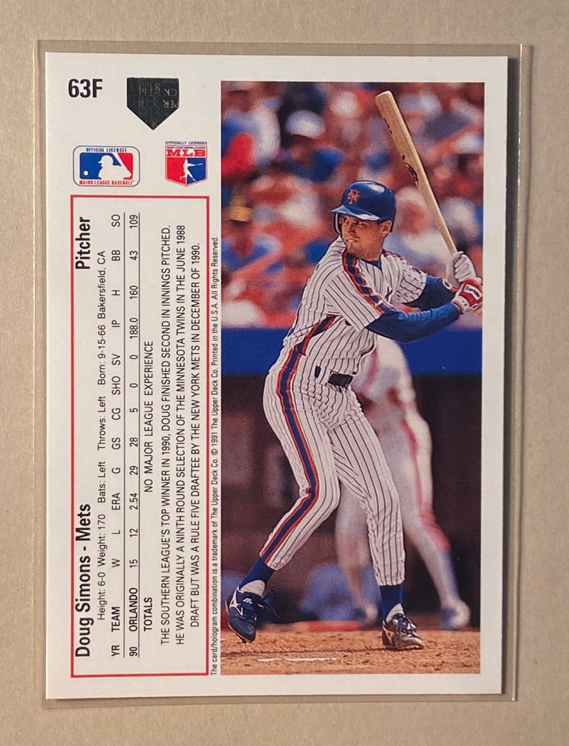 1991 Upper Deck 63F Doug Simons - Baseball