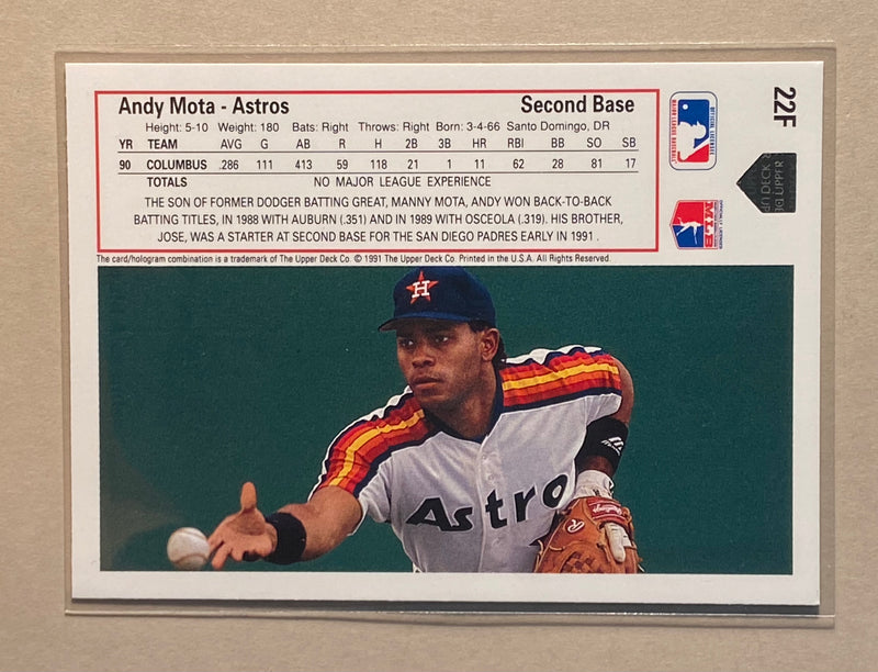 1991 Upper Deck 22F Andy Mota - Baseball