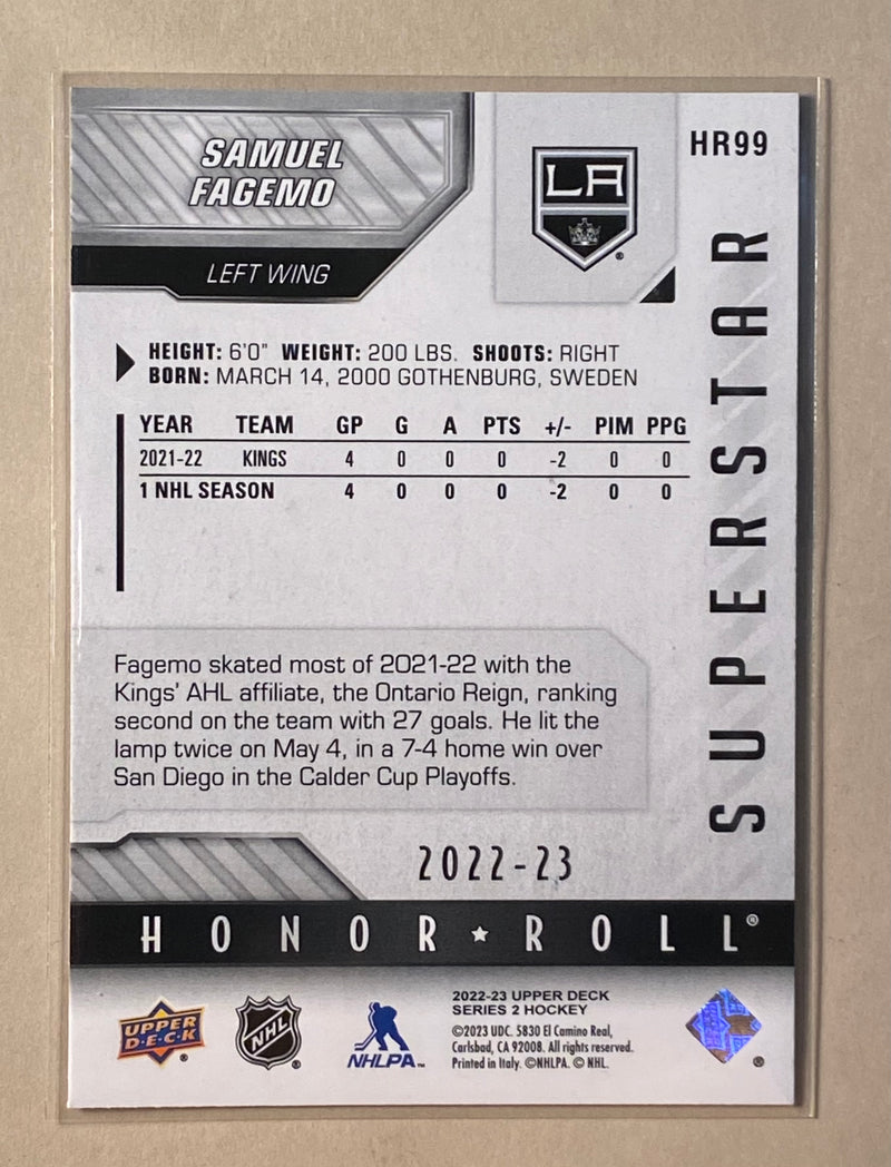 2022-23 Upper Deck HR99 Samuel Fagemo - Hockey - Series 2 - Superstar Honor Roll