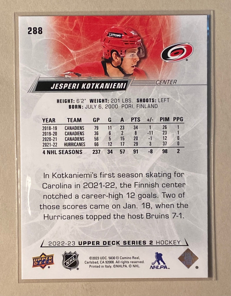 2022-23 Upper Deck 288 Jesperi Kotkaniemi - Hockey - Series 2