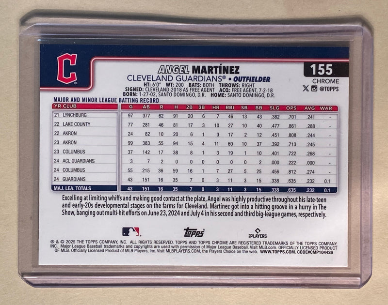 2025 Topps Chrome 155 Angel Martinez - Baseball - RC