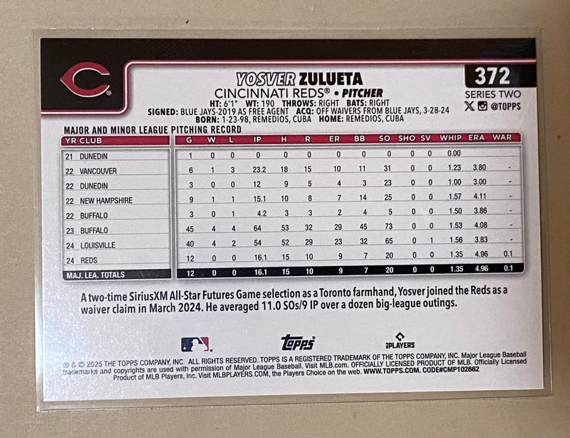 2025 Topps 372 Yosver Zulueta - Baseball - Series 2 -RC