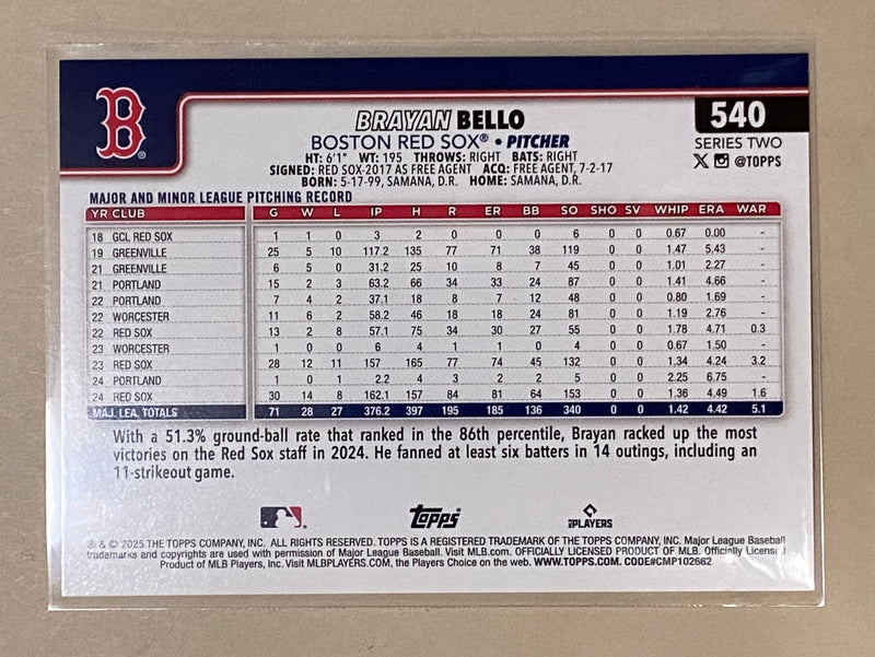 2025 Topps 540 Brayan Bello - Baseball - Series 2