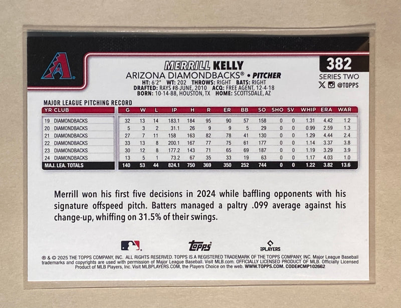2025 Topps 382 Merrill Kelly - Baseball - Series 2