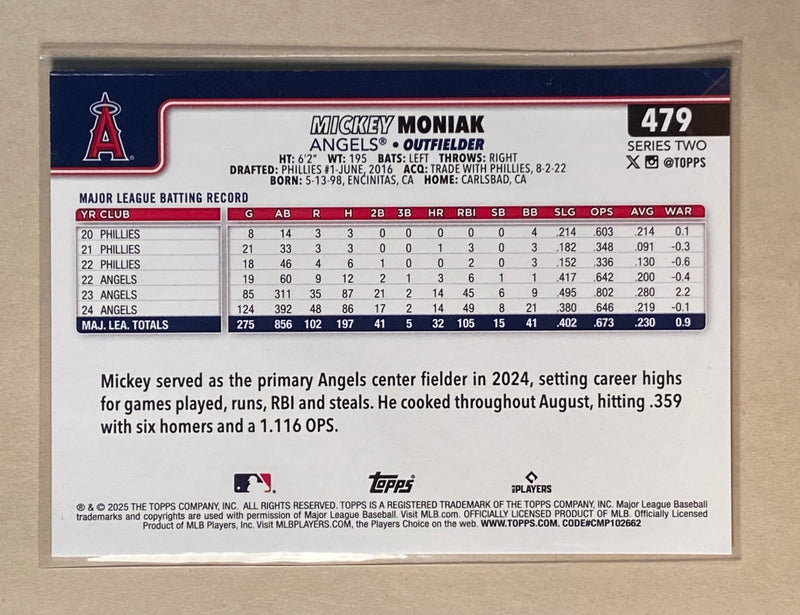 2025 Topps 479 Mickey Moniak - Baseball - Series 2