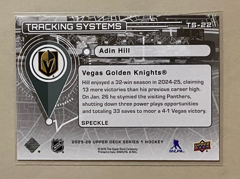 2025-26 Upper Deck TS-22 Adin Hill - Hockey - Tracker Systems - Speckle