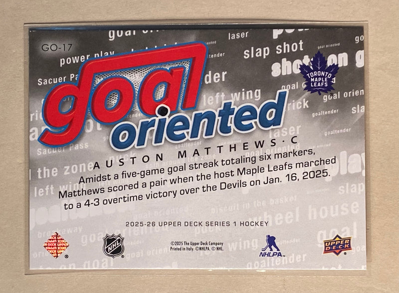 2025-26 Upper Deck GO-17 Auston Matthews - Hockey - Goal Oriented - Series 1
