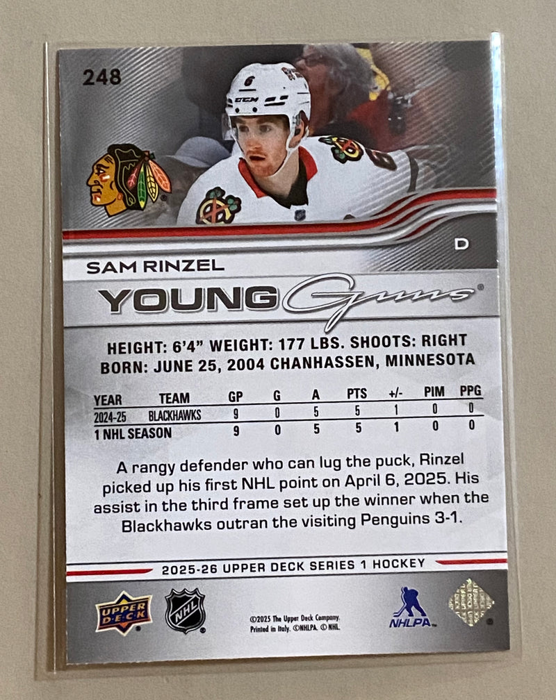 2025-26 Upper Deck 248 Sam Rinzel - Hockey - Young Guns - Series 1