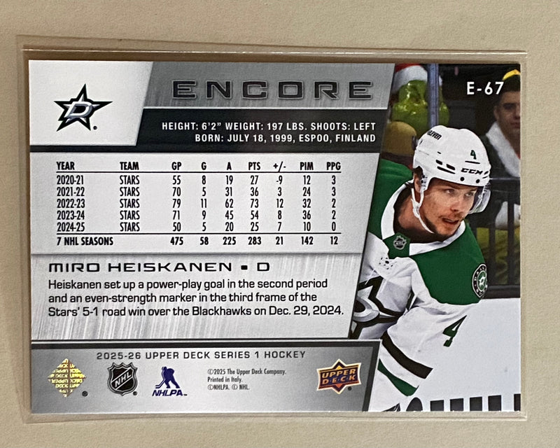 2025-26 Upper Deck E-67 Miro Heiskanen - Hockey - Encore - Series 1