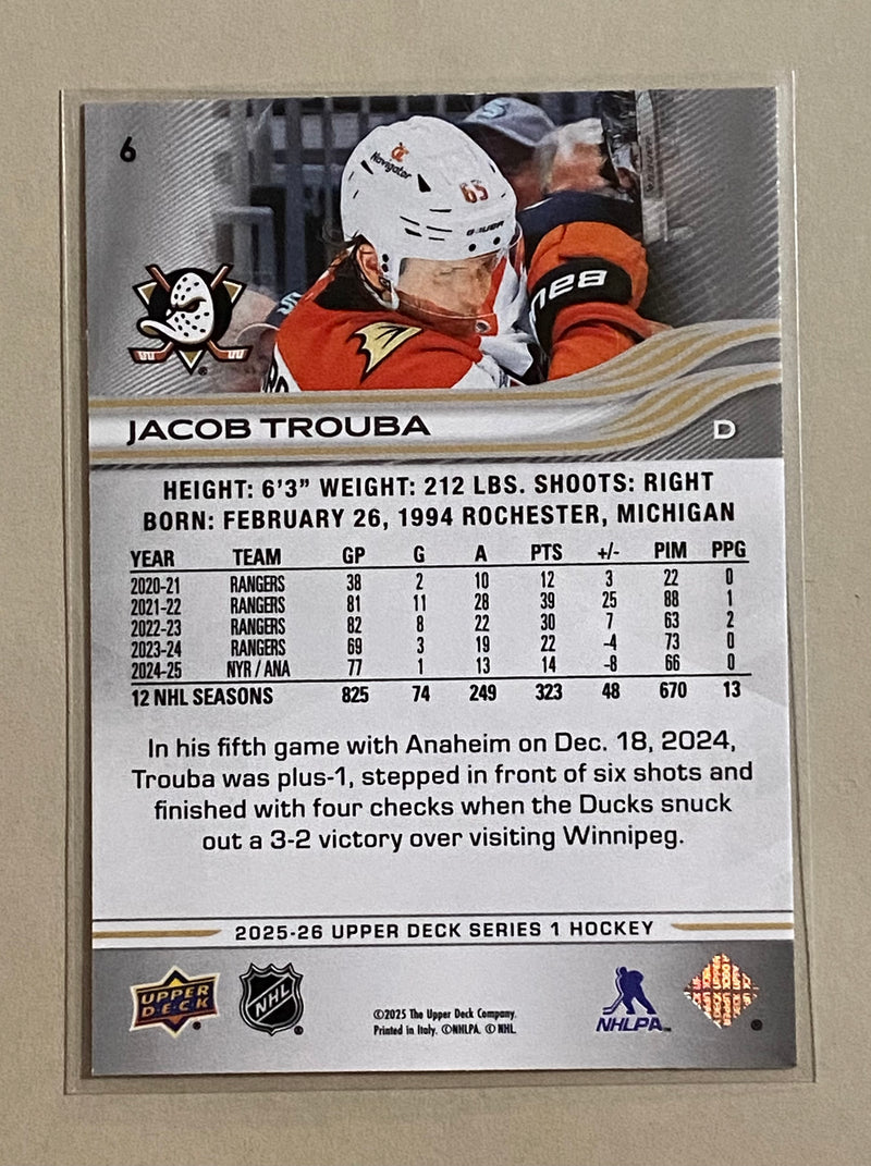 2025-26 Upper Deck 6 Jacob Trouba - Hockey - Series 1