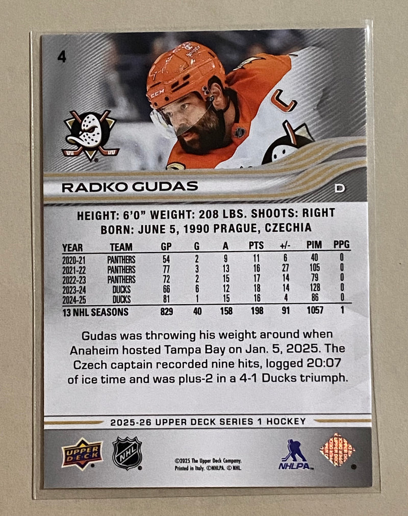2025-26 Upper Deck 4 Radko Gudas - Hockey - Series 1