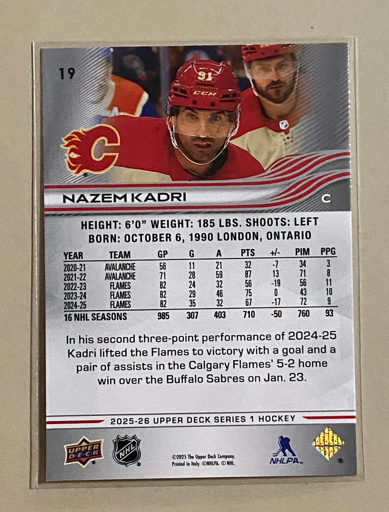2025-26 Upper Deck 19 Nazem Kadri - Hockey - Series 1