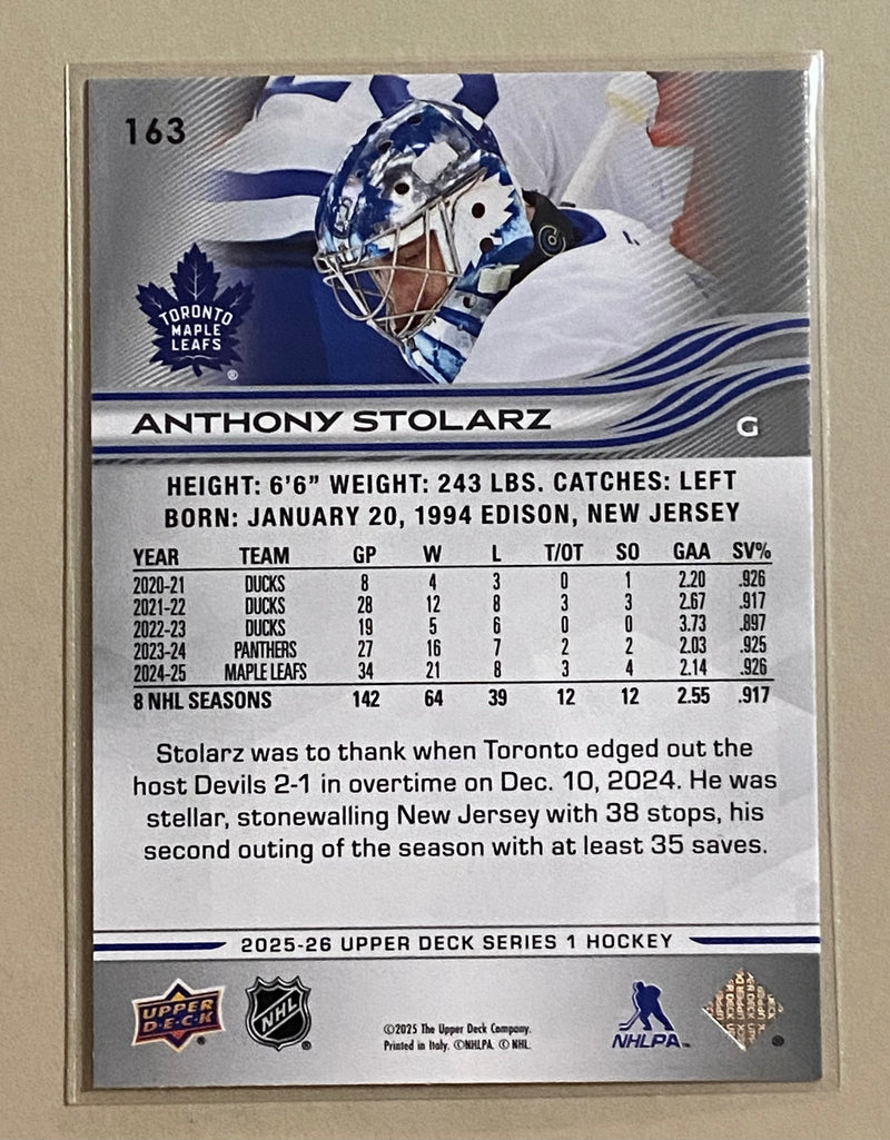 2025-26 Upper Deck 163 Anthony Stolarz - Hockey - Series 1