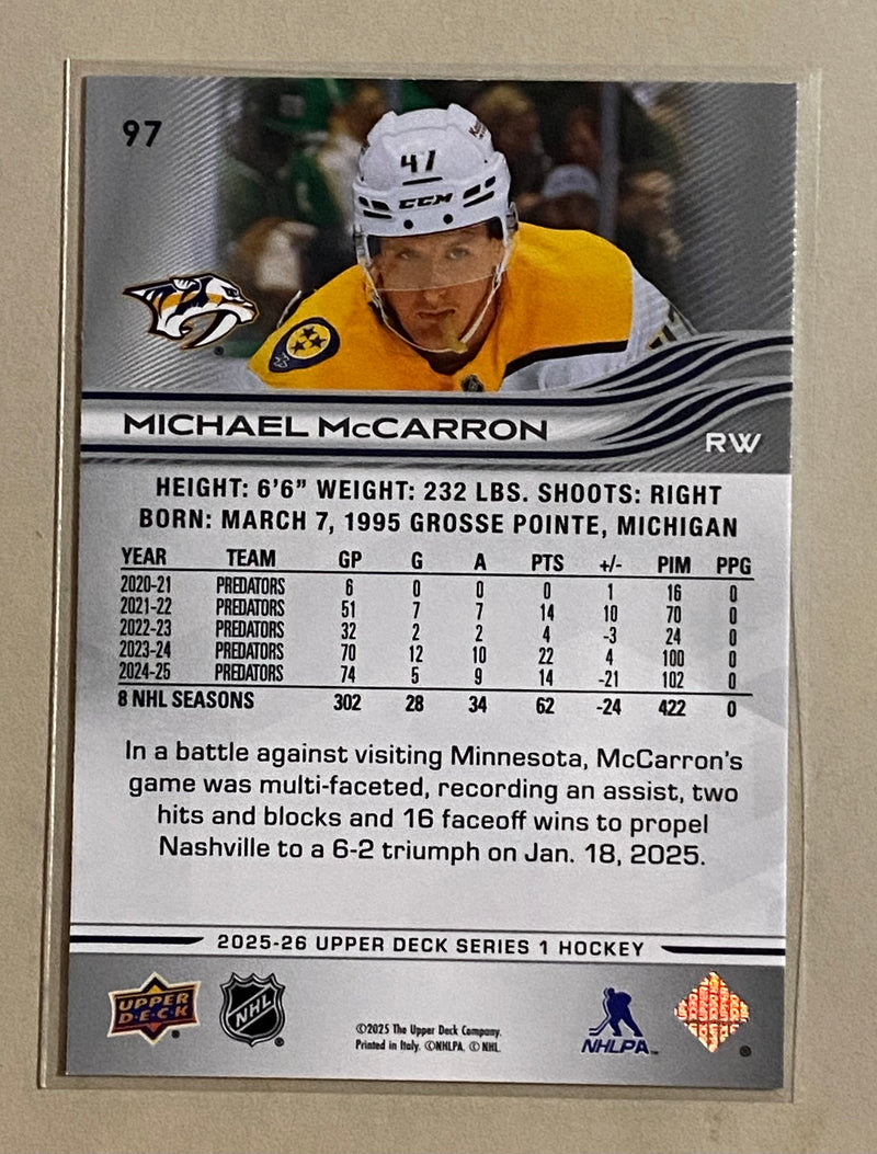 2025-26 Upper Deck 97 Michael McCarron - Hockey - Series 1
