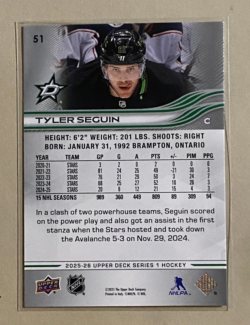 2025-26 Upper Deck 51 Tyler Sequin - Hockey - Series 1