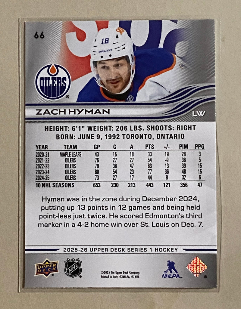 2025-26 Upper Deck 66 Zach Hyman - Hockey - Series 1