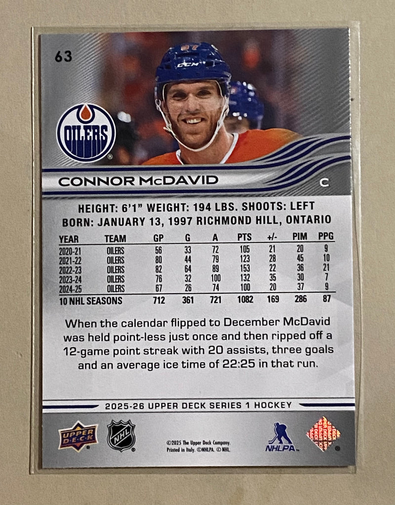 2025-26 Upper Deck 63 Conor McDavid - Hockey - Series 1