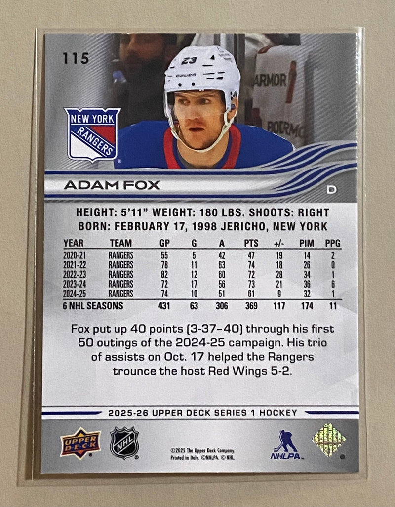 2025-26 Upper Deck 115 Adam Fox - Hockey - Series 1