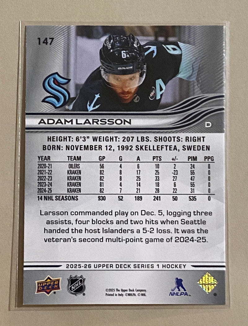 2025-26 Upper Deck 147 Adam Larsson - Hockey - Series 1