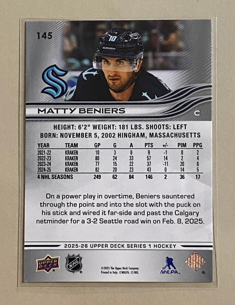 2025-26 Upper Deck 145 Matty Beniers - Hockey - Series 1