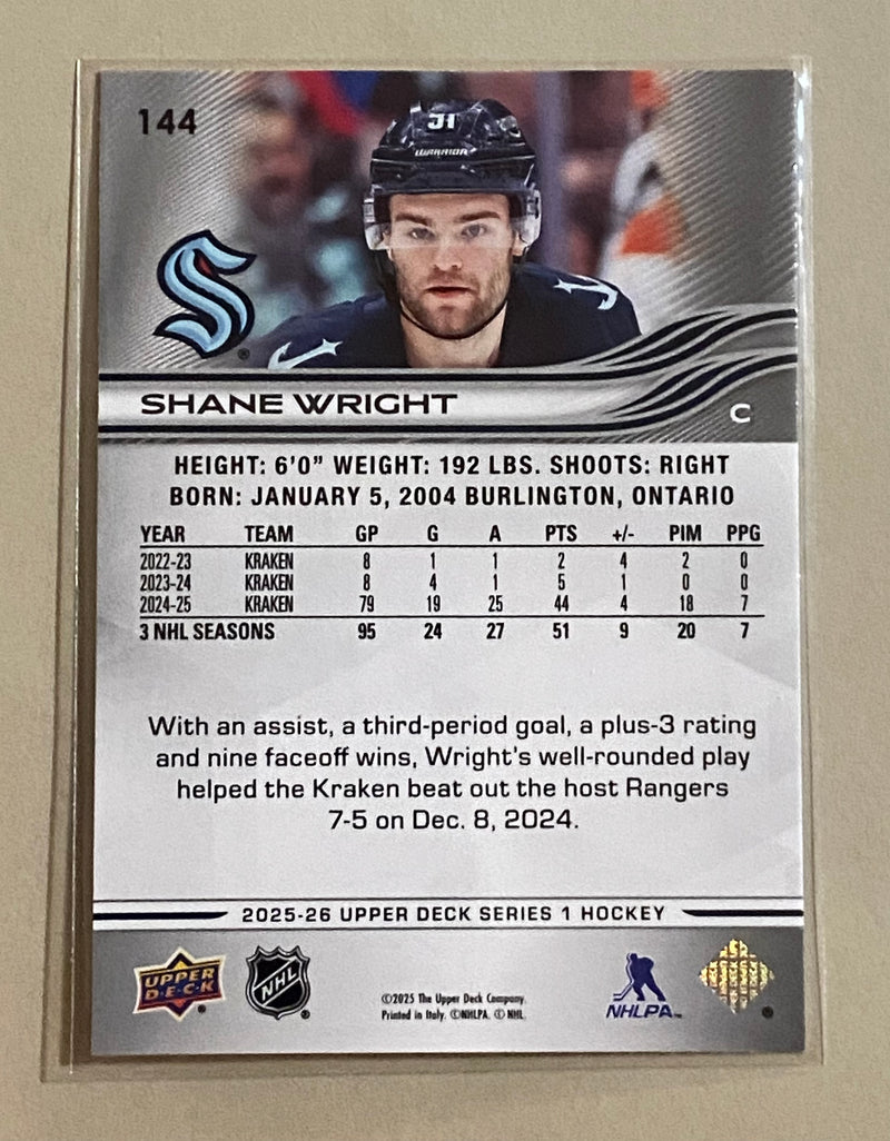 2025-26 Upper Deck 144 Shane Wright - Hockey - Series 1