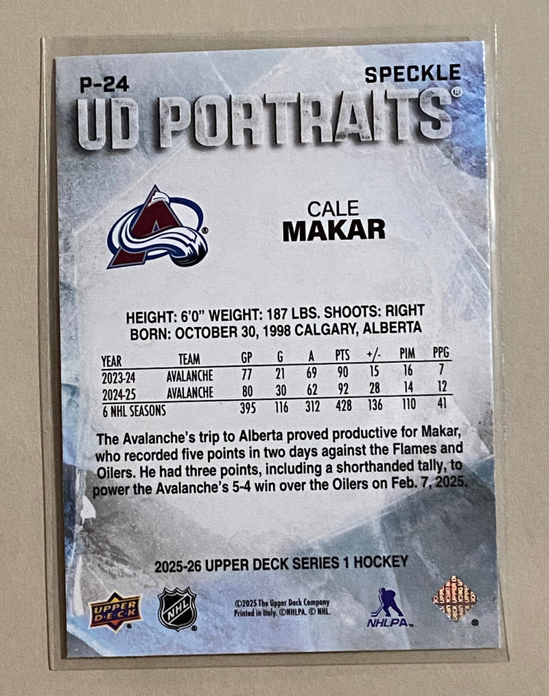 2025-26 Upper Deck P-24 Cale Makar - Hockey - Series 1 - UD Portraits - Speckle
