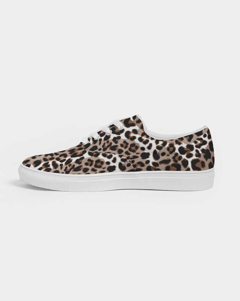 Leopard Fur Women's Lace Up Canvas Shoe