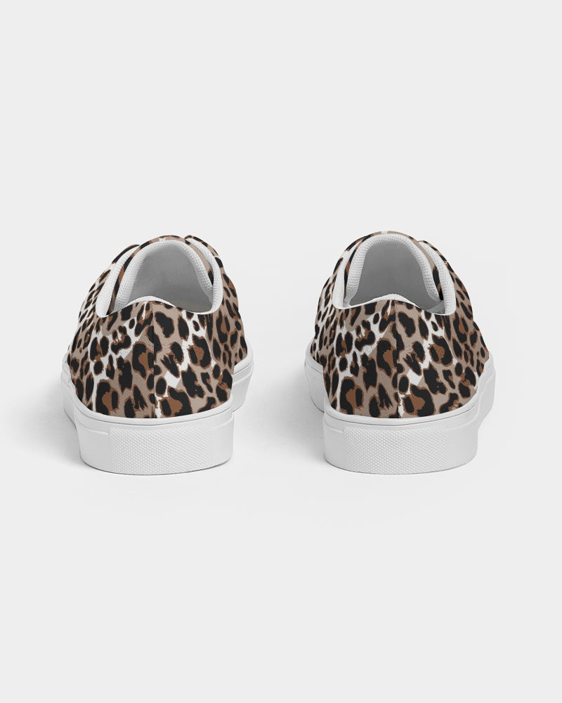 Leopard Fur Women's Lace Up Canvas Shoe