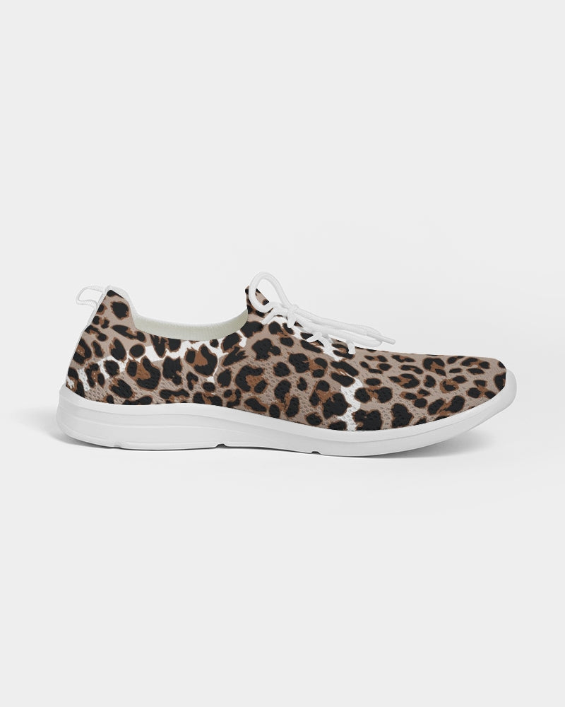 Leopard Fur Women's Lace Up Flyknit Shoe