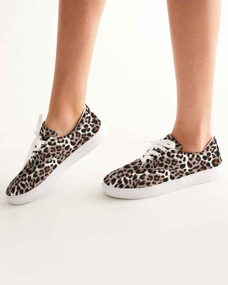 Leopard Fur Women's Lace Up Canvas Shoe