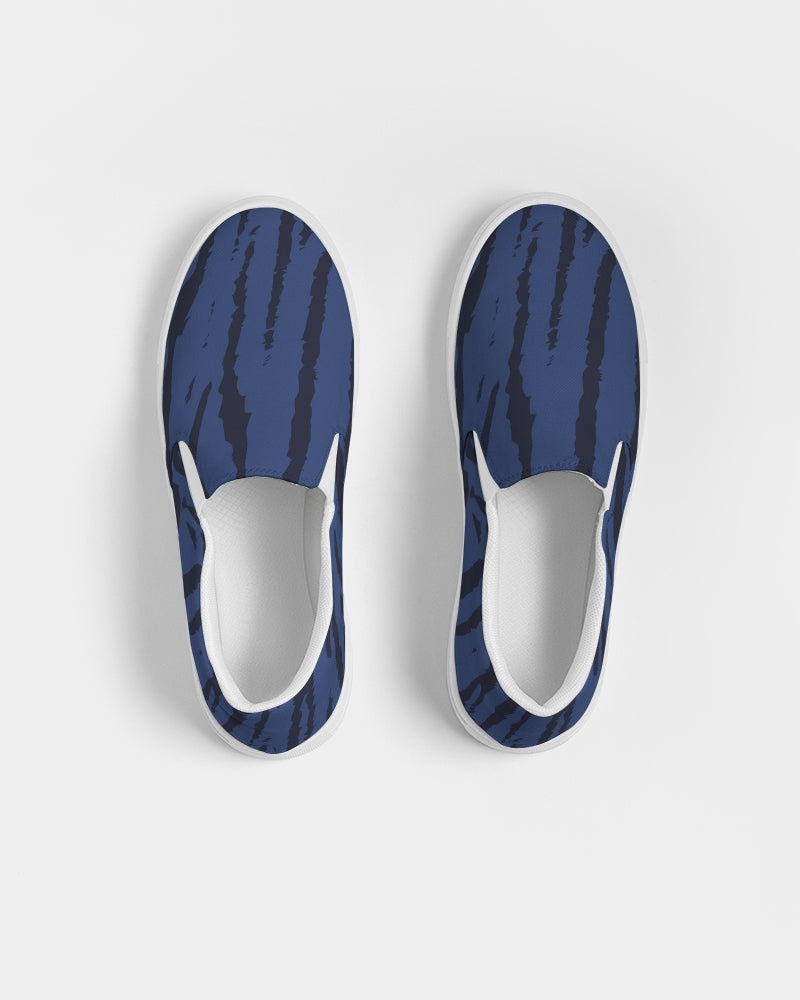 Blue Animal Fur Texture Men's Slip-On Canvas Shoe