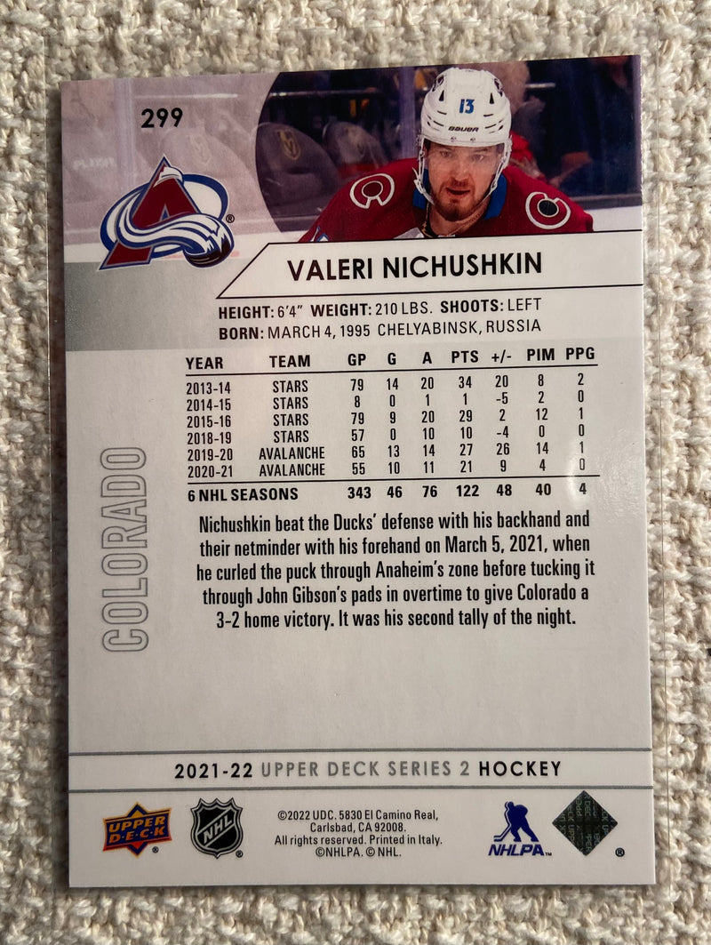 2021-22 Upper Deck 299 Valeri Nichushkin - Hockey