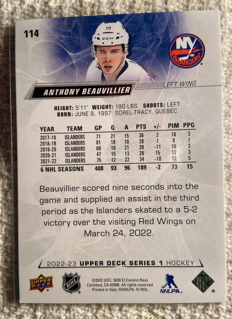 2022-23 Upper Deck 114 Anthony Beauvillier - Hockey