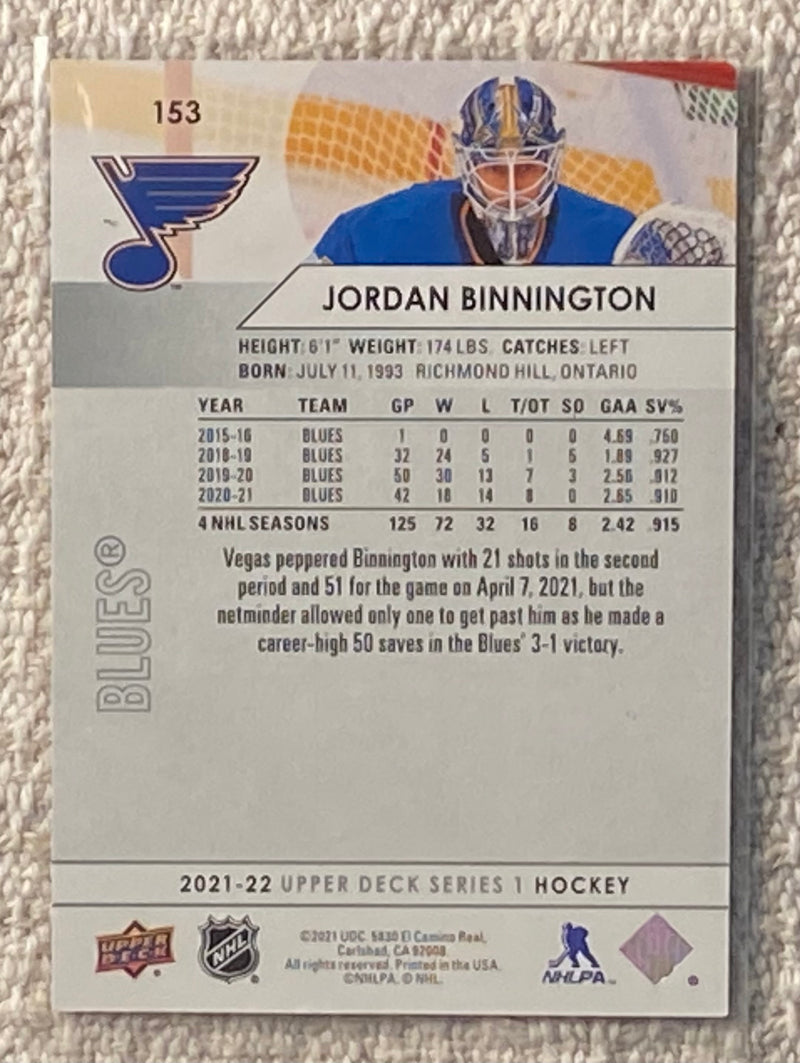 2021-22 Upper Deck 153 Jordan Binnington - Hockey