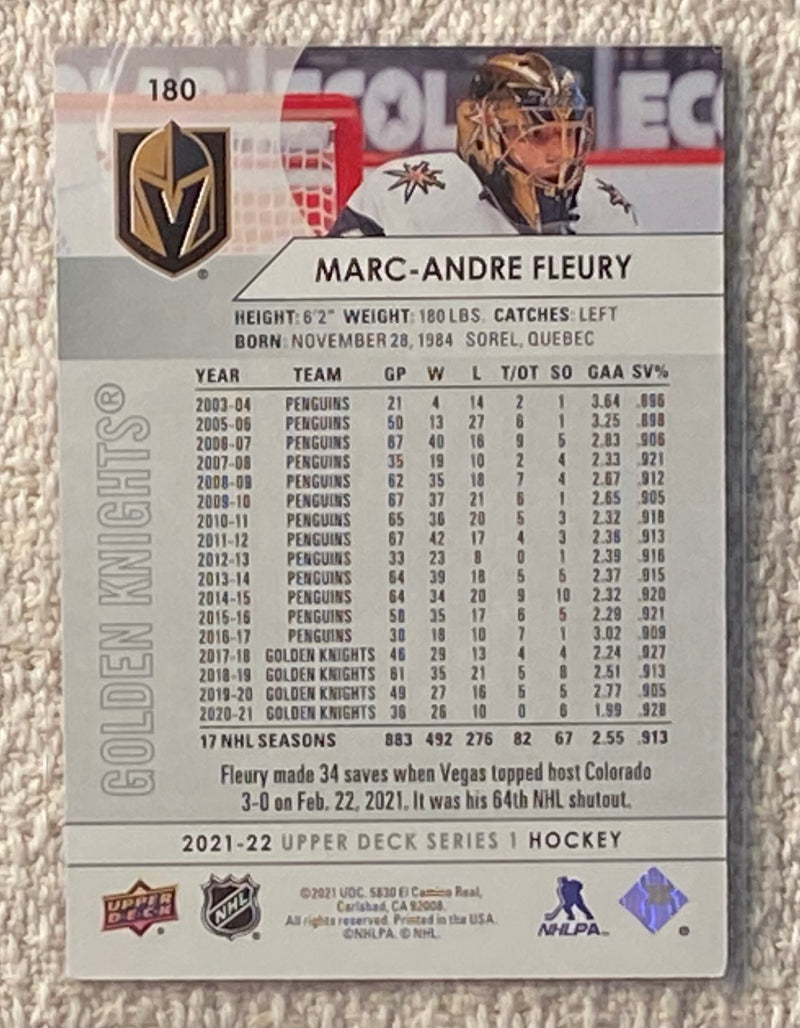 2021-22 Upper Deck 180 Marc-Andre Fleury - Hockey