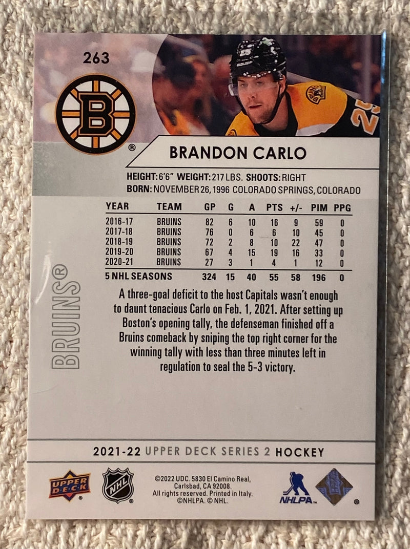 2021-22 Upper Deck 263 Brandon Carlo - Hockey