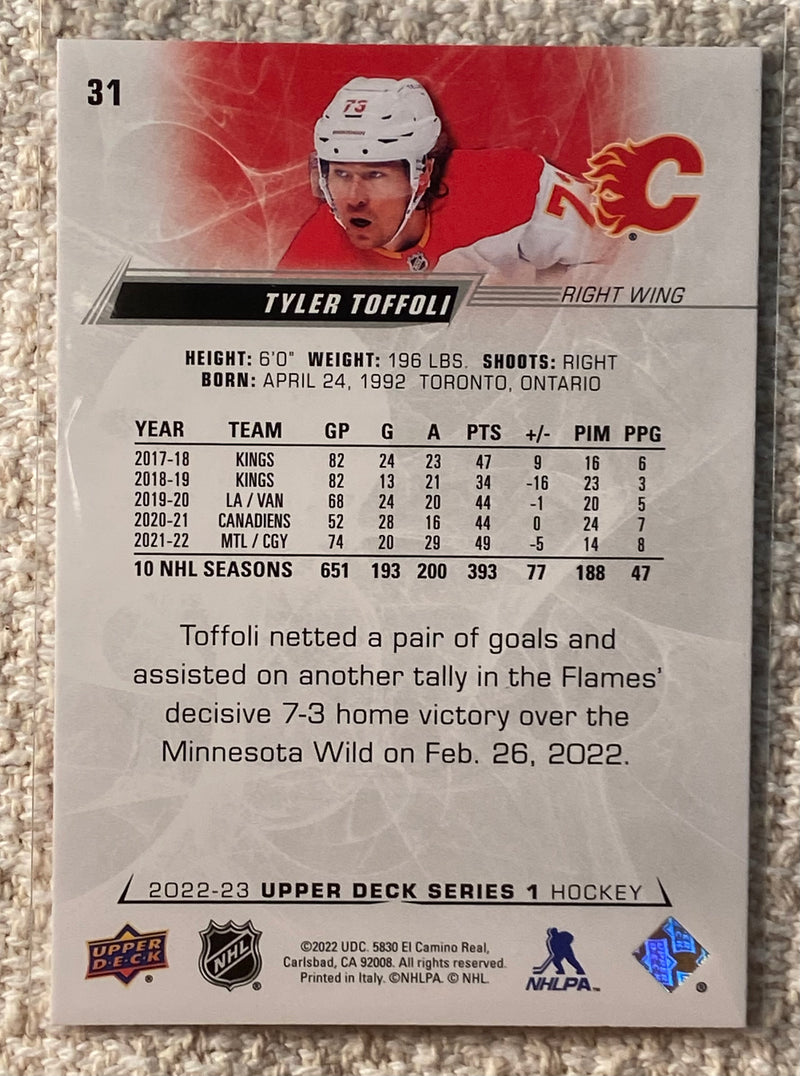 2022-23 Upper Deck 31 Tyler Toffoli - Hockey