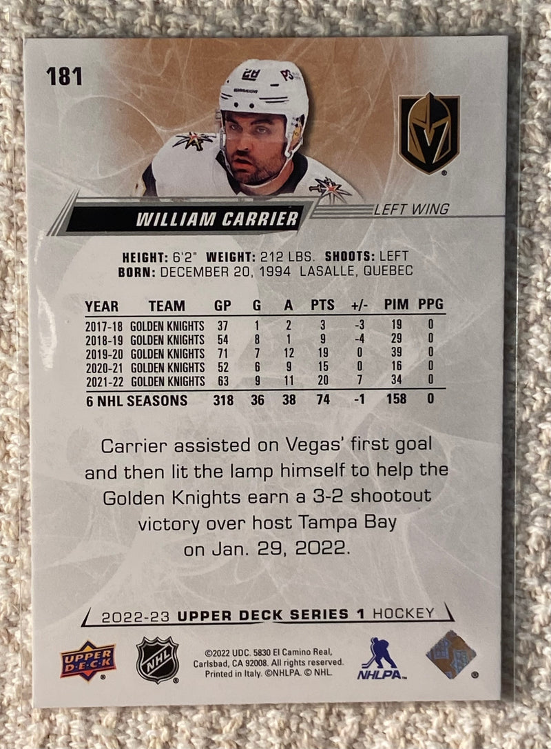 2022-23 Upper Deck 181 William  Carrier - Hockey