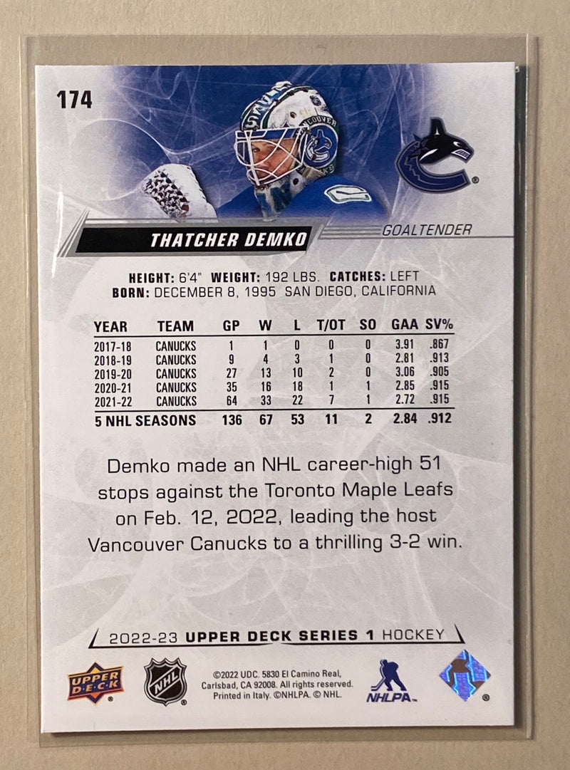 2022-23 Upper Deck 174 Thatcher Demko - Hockey