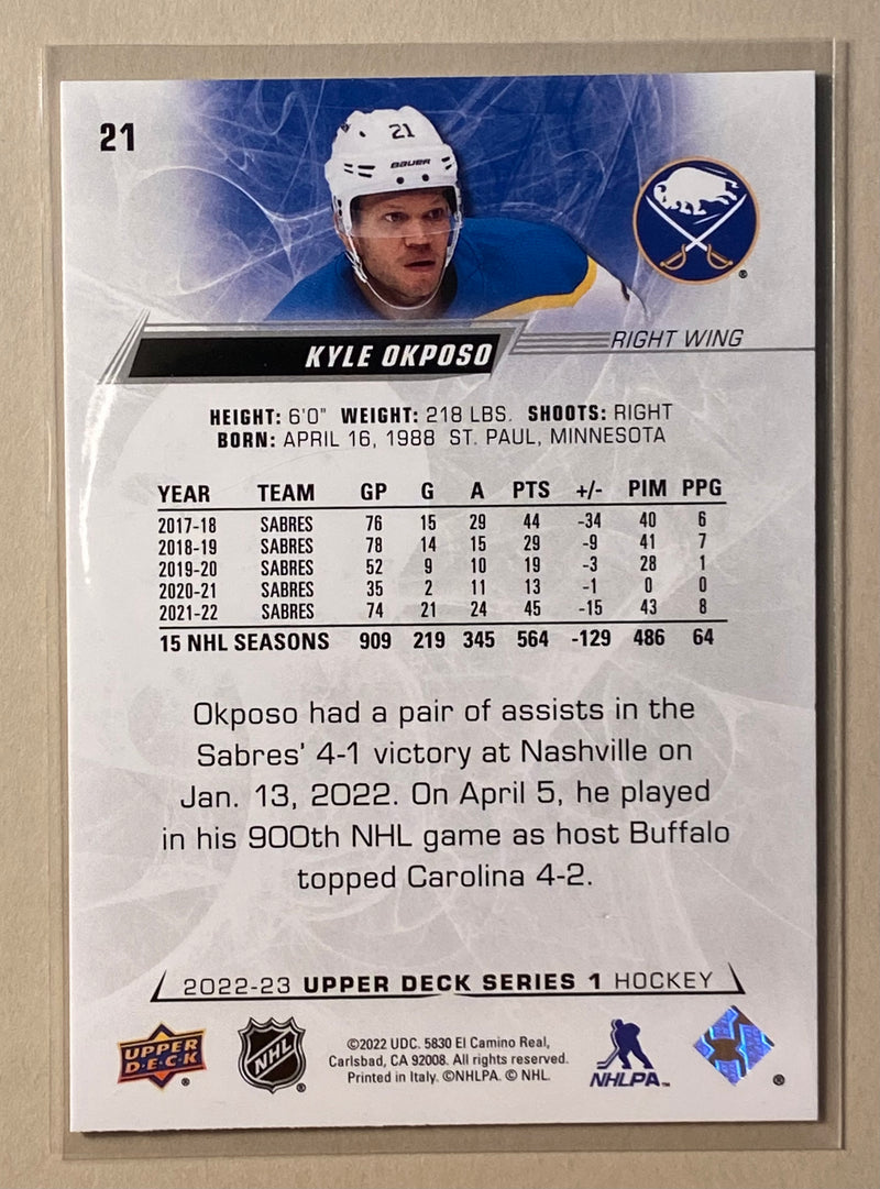 2022-23 Upper Deck 21 Kyle Okposo - Hockey