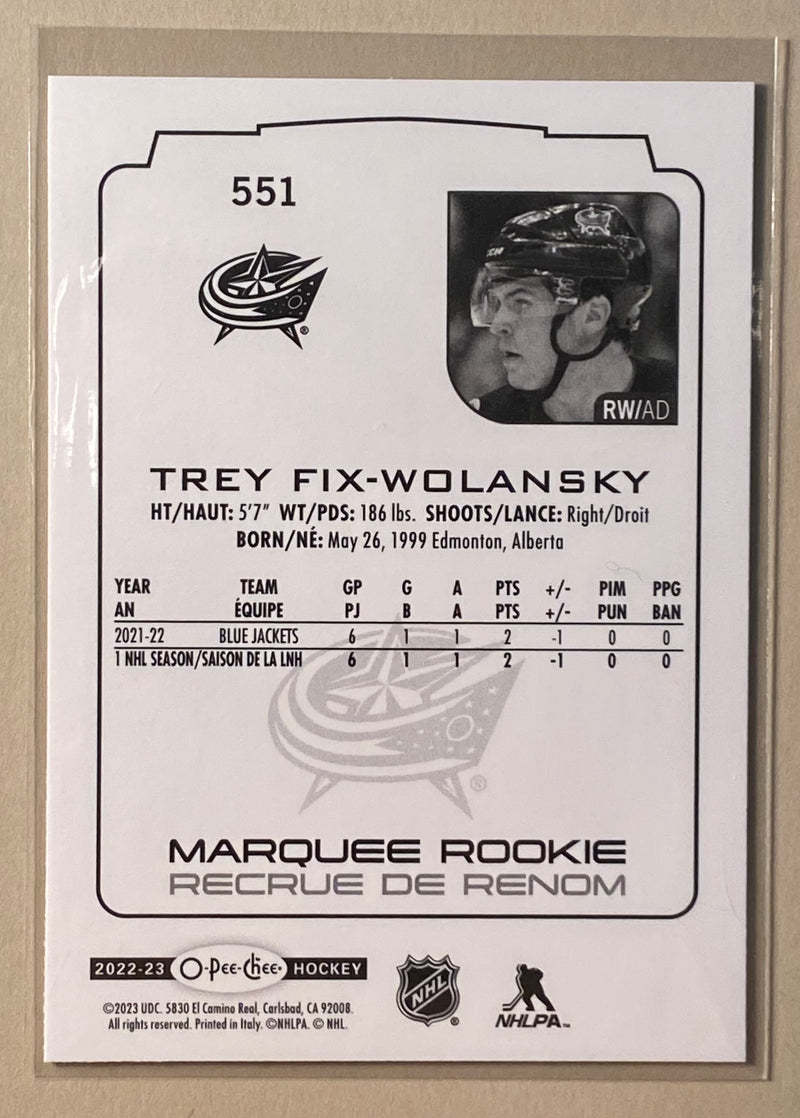 2022-23 UD O-Pee-Chee 551 Trey Fix-Wolansky Marquee Rookie - Hockey