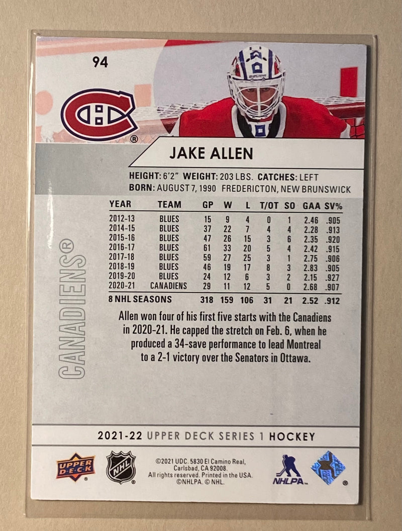 2021-22 Upper Deck 94 Jake Allen - Hockey