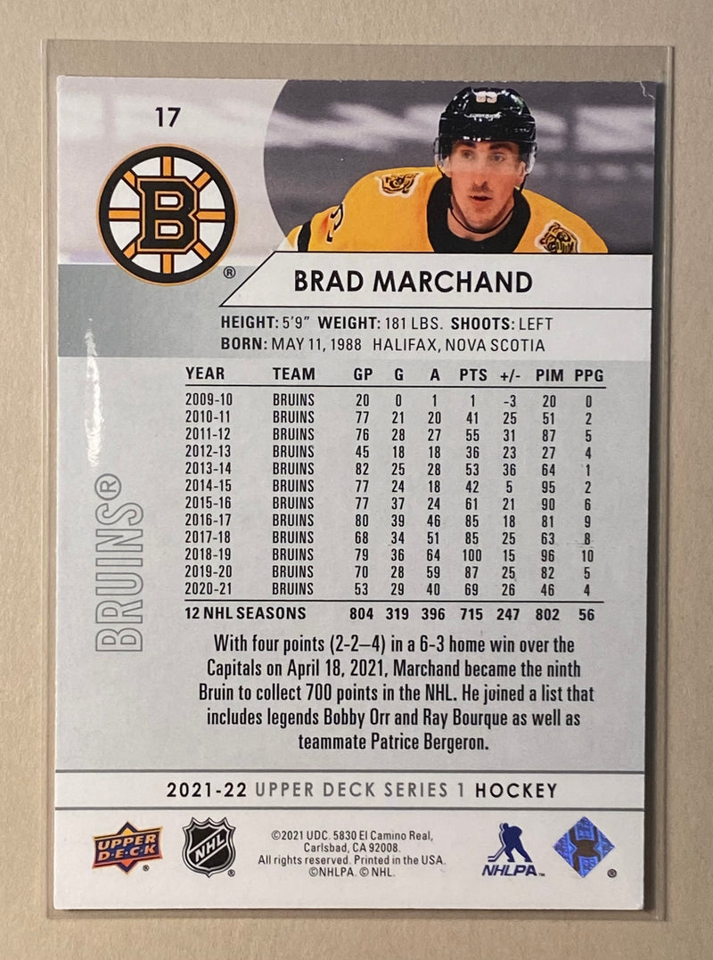 2021-22 Upper Deck 17 Brad Marchand - Hockey