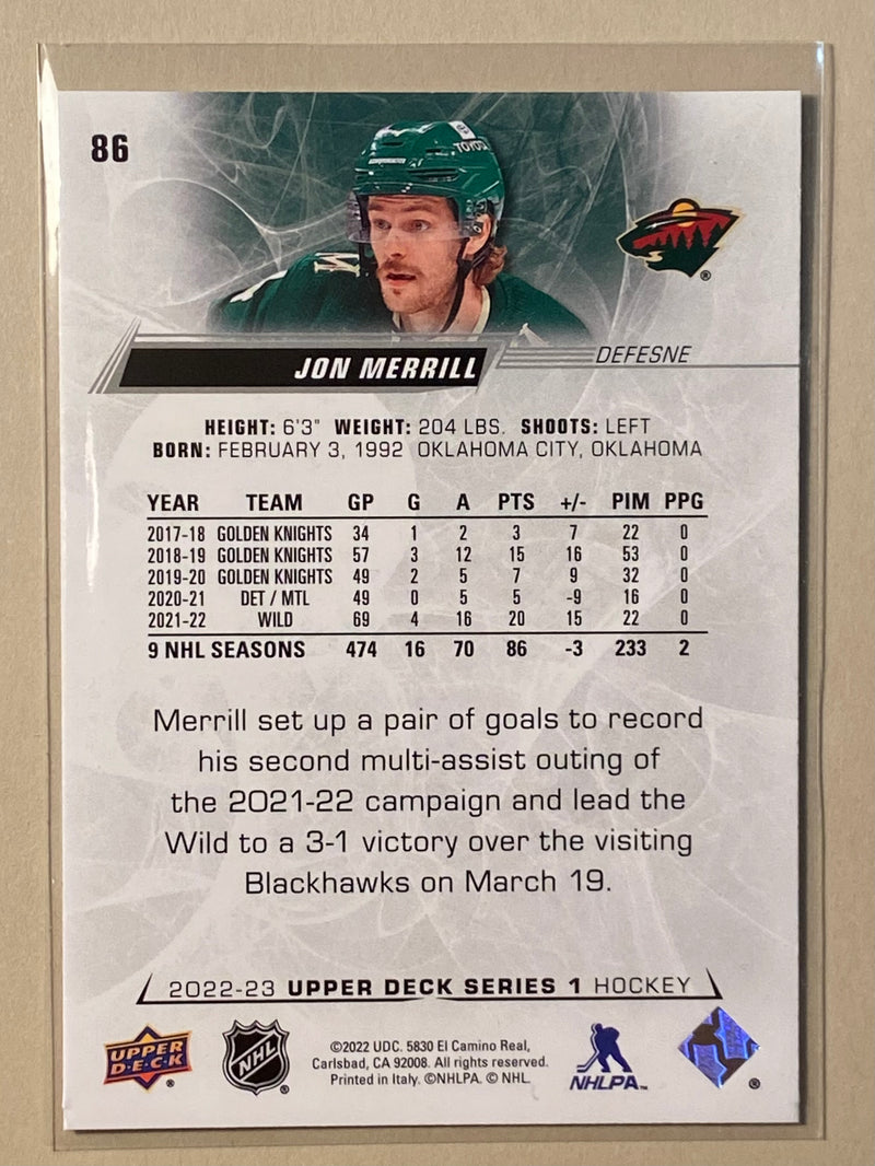 2022-23 Upper Deck 86 Jon Merrill - Hockey