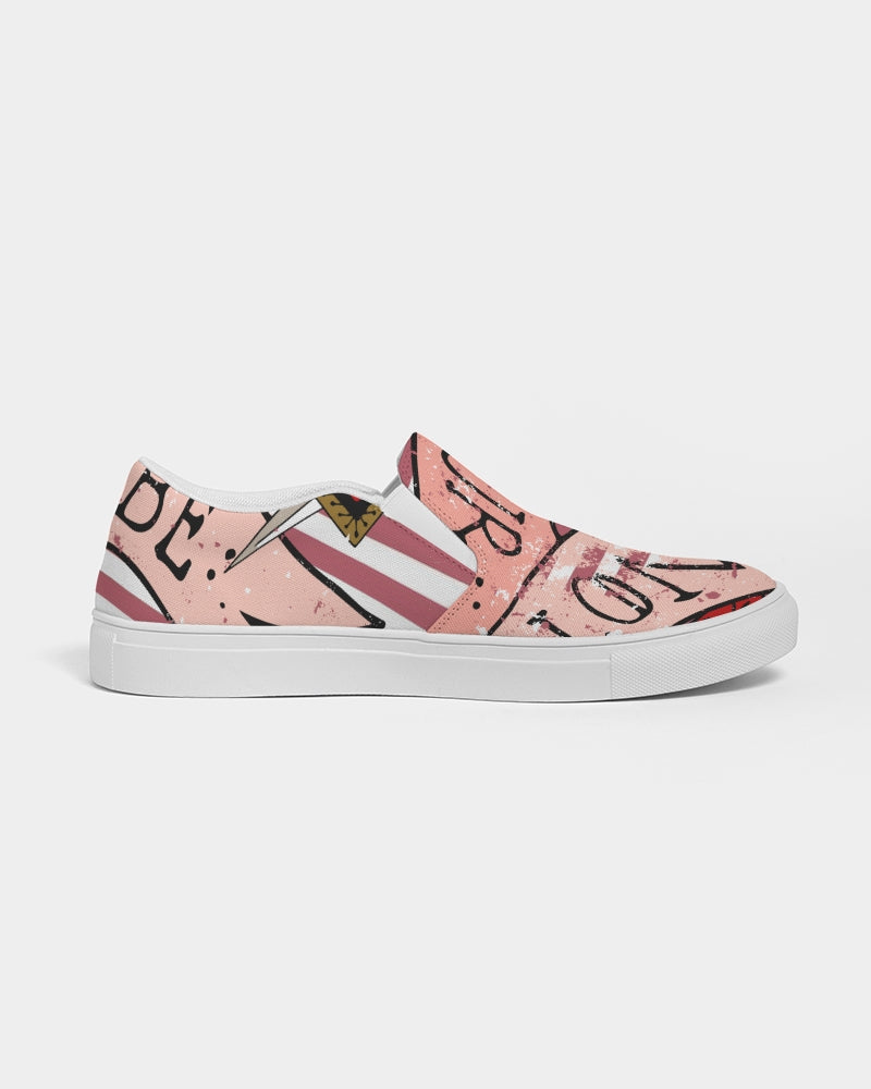 Flowers And Stripes Women's Slip-On Canvas Shoe
