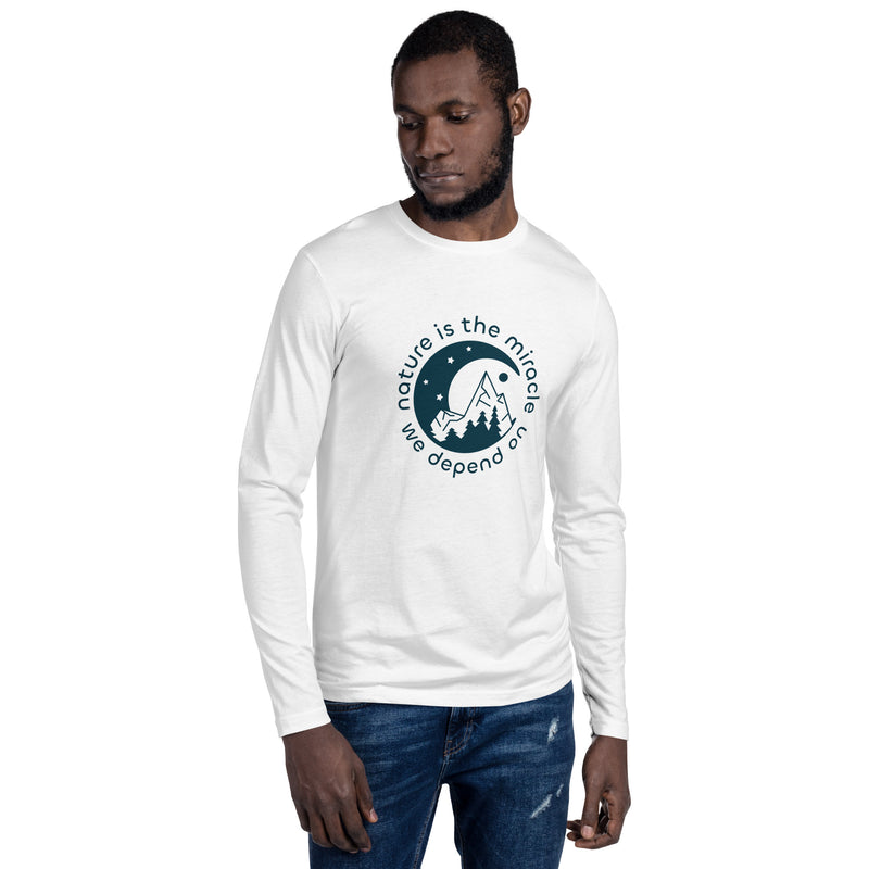 Nature Long Sleeve Fitted Crew - Blue