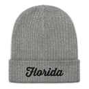 Florida Grey Ribbed Knit Beanie
