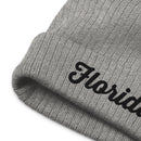 Florida Grey Ribbed Knit Beanie